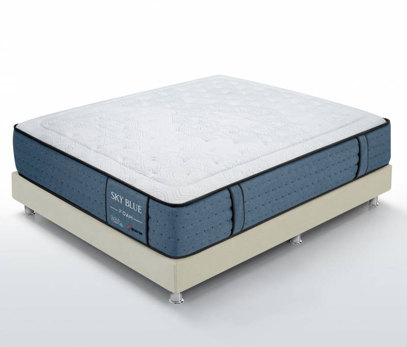 Matelas SKY BLUE : Gamme hôtelière avec mousse à mémoire de forme moelleuse de haute qualité 60kg/m3 28 cm d'épaisseur à Lyon