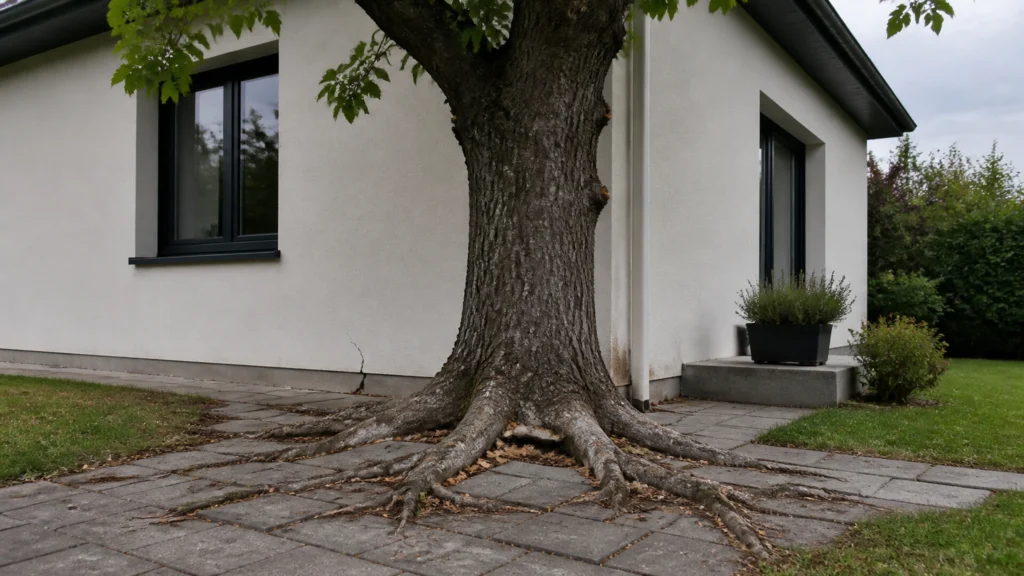 Illustration éditoriale pour l’article « Arbres à ne pas planter près des maisons : les risques »