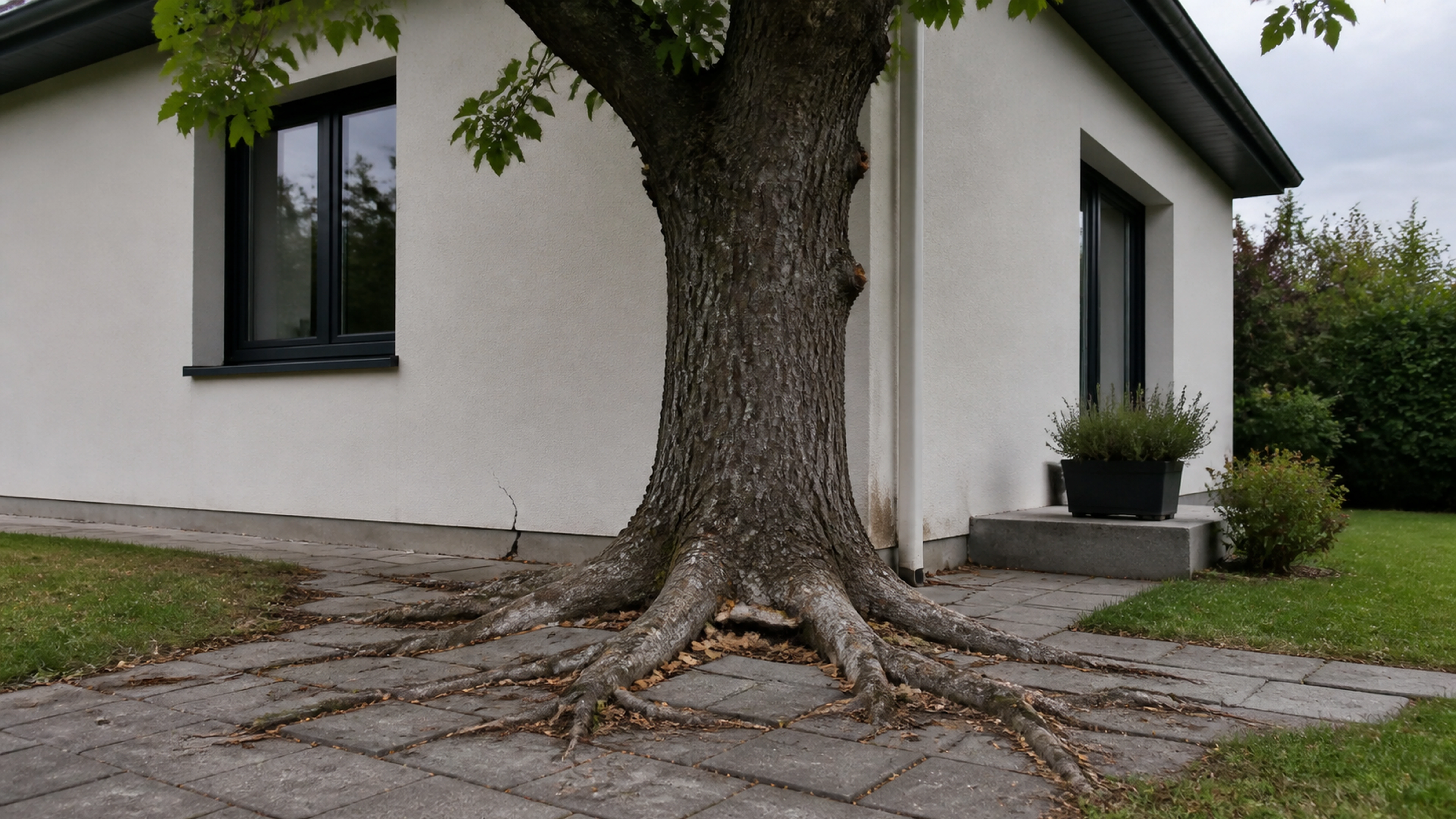 Illustration éditoriale pour l’article « Arbres à ne pas planter près des maisons : les risques »