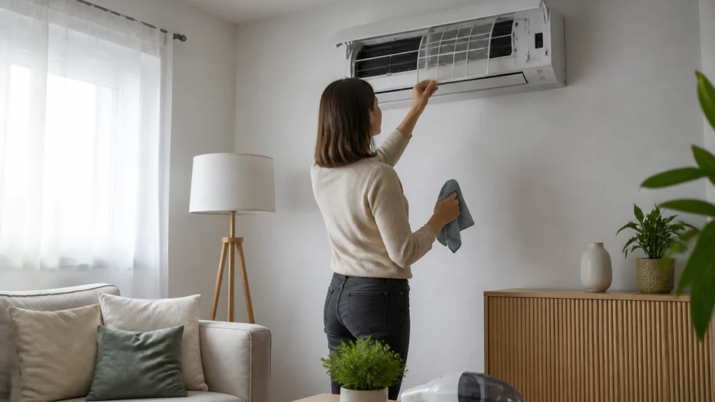 Illustration éditoriale pour l’article « Comment nettoyer une climatisation réversible efficacement »