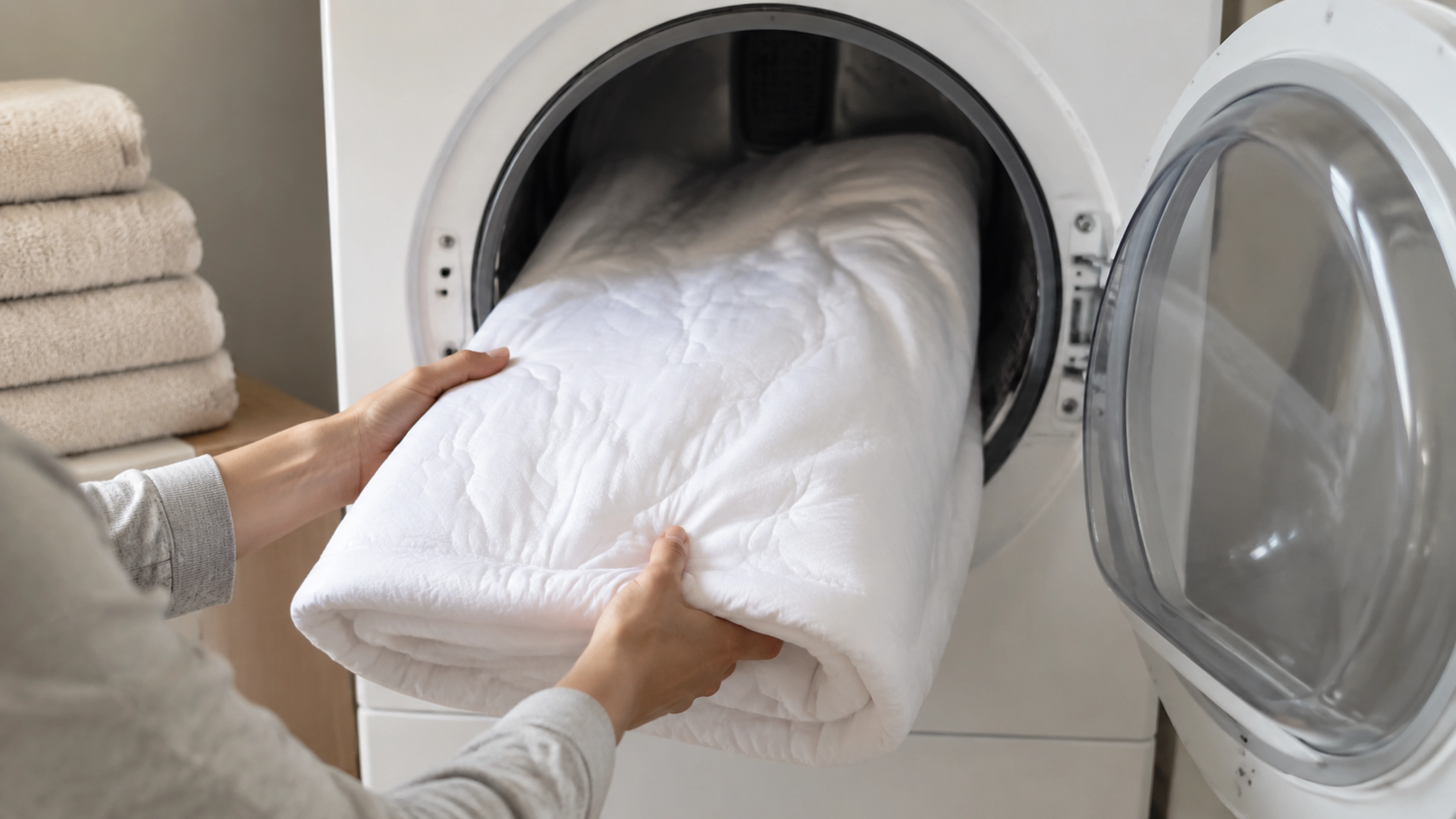 Illustration éditoriale pour l’article « Comment bien utiliser votre protège-matelas au sèche-linge »