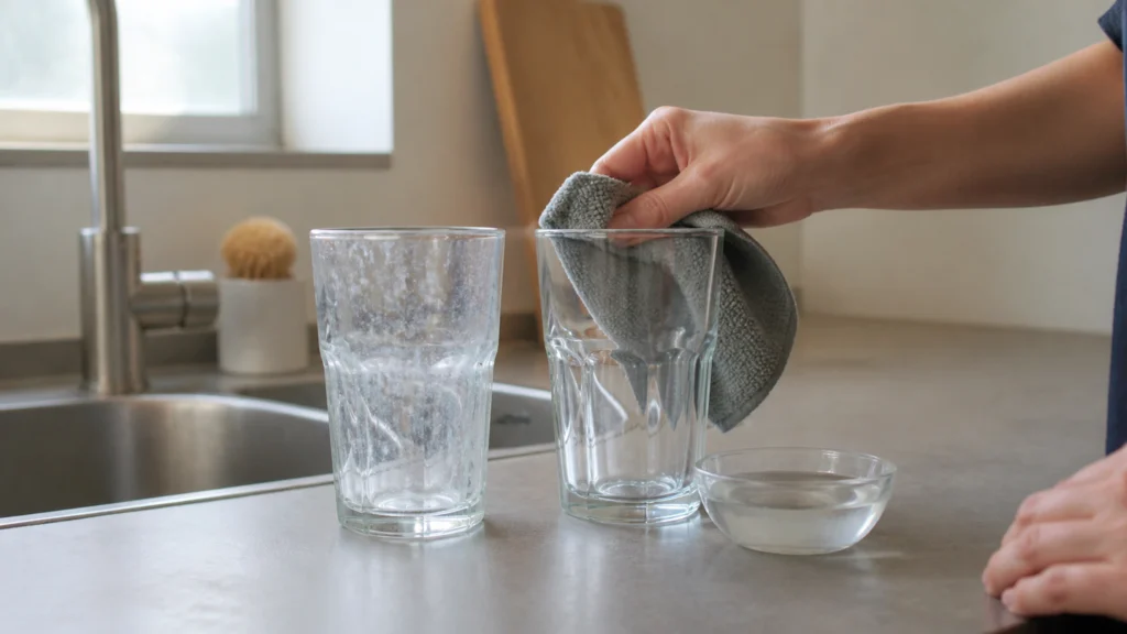 Illustration éditoriale pour l’article « Comment enlever les traces de calcaire sur les verres »