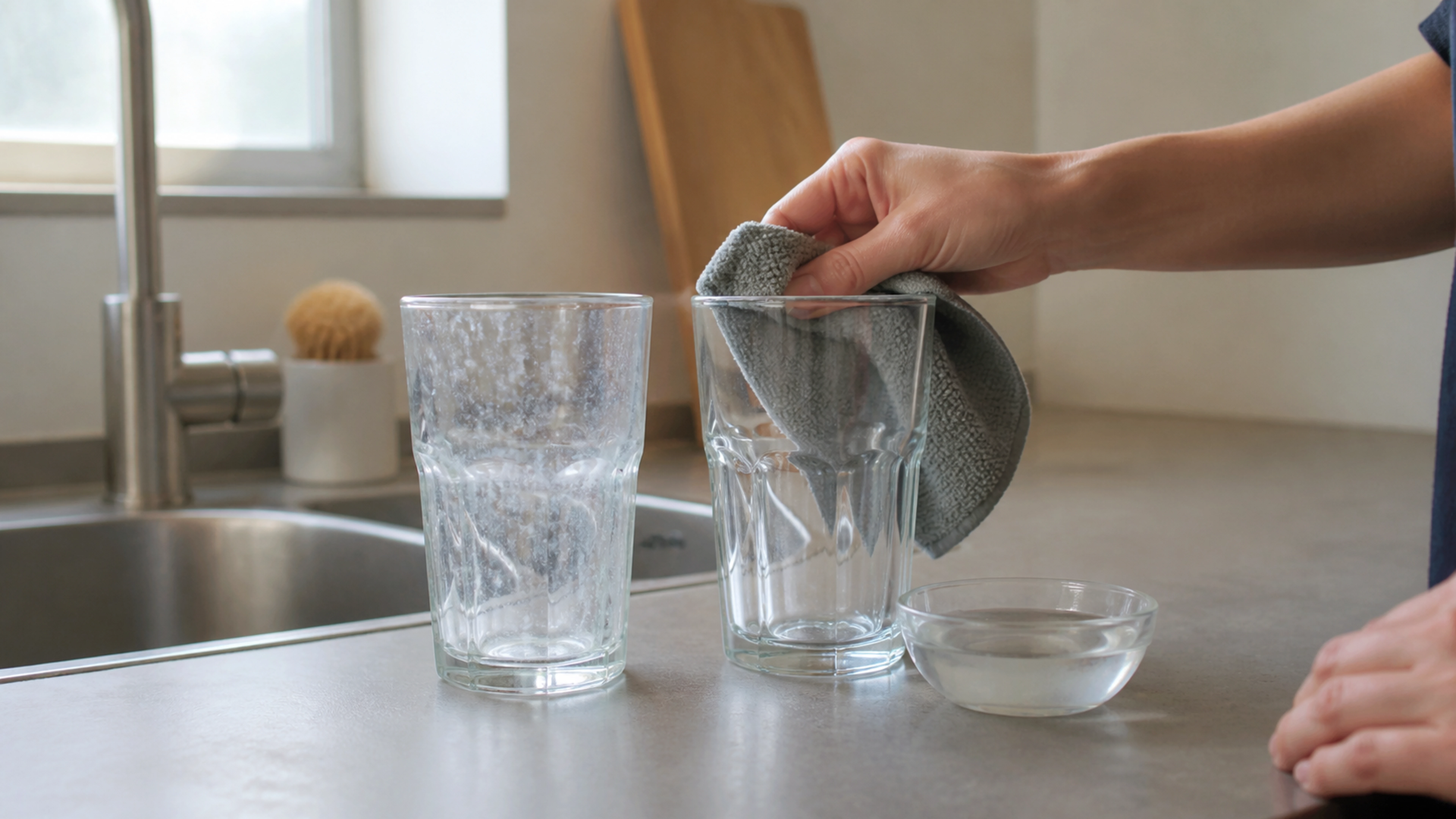 Illustration éditoriale pour l’article « Comment enlever les traces de calcaire sur les verres »