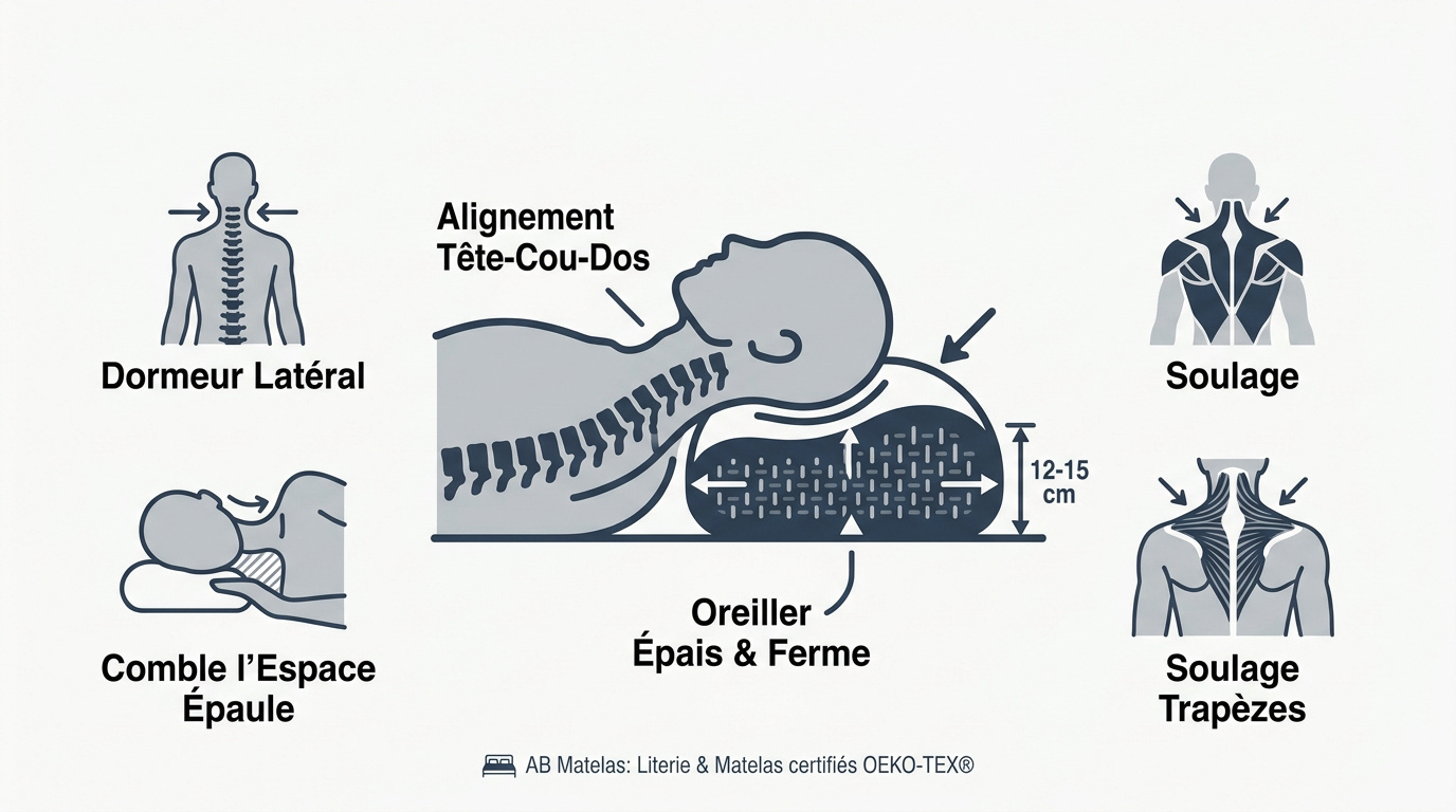 Infographie sur l'alignement cervical et l'oreiller idéal