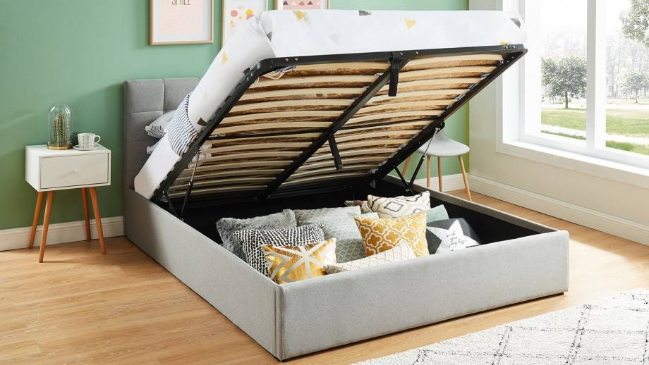Lit Coffre Complet Personnalisable en Tissu, Velours ou Simili Cuir avec Tête de Lit intégrée sur commande près de Lyon