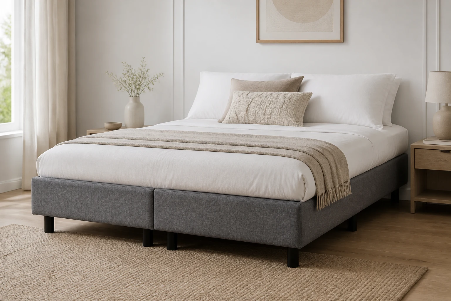 Nouveauté : Sommier Tapissier en Tissu Gris – Fabrication Française et Qualité Premium près de Lyon et en livraison dans toute la France